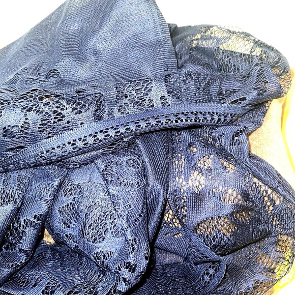 Women's Elegant Floral Lace Shawl Scarf Blue Fringe Clothing Accessory Formal - Picture 5 of 14